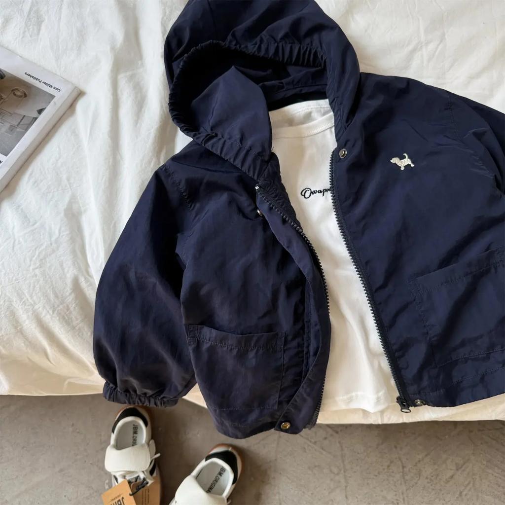 Dziecięca Letnia Cienka Kurtka Przeciwsłoneczna z Kapturem, Małe i Średnie Rozmiary, Jednolity Kolor, Oddychająca Odzież Wierzchnia