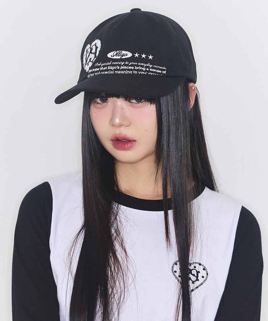 ILLIGO Heart Letter Ball Cap Black