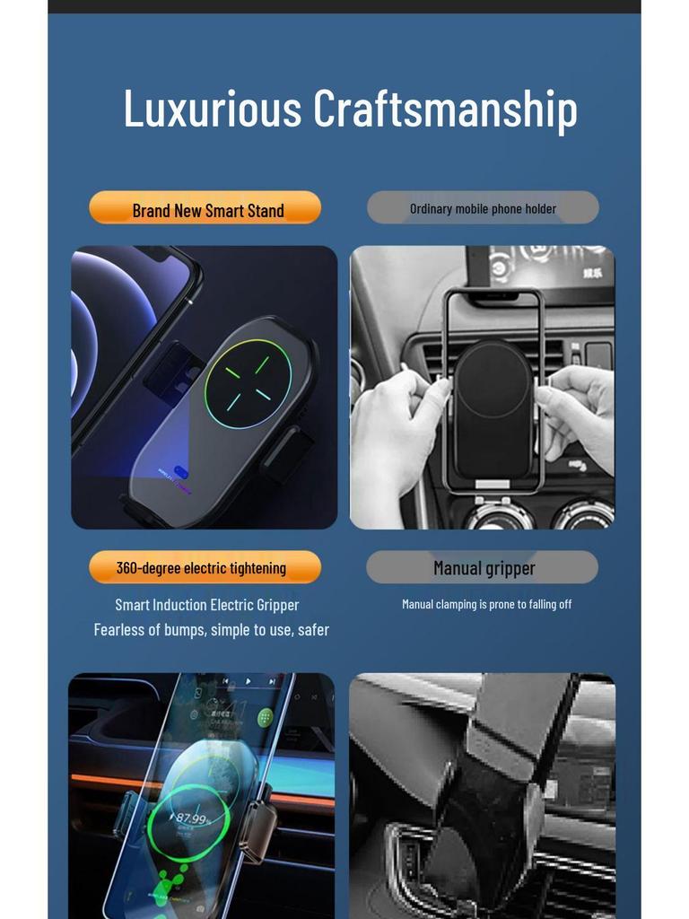 2023 New Model Portable Automatic Induction Car Phone Holder & Wireless Charger