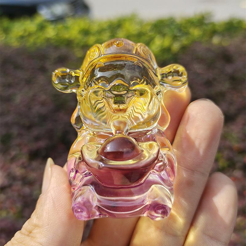 Crystal Glass God of Wealth Ornament: Home & Wedding Decoration Gift