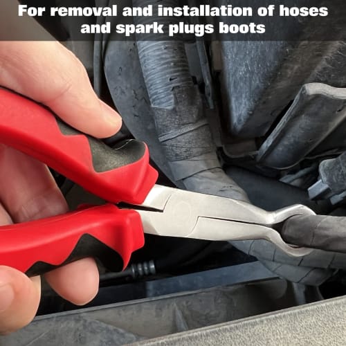 LEONTOOL Hose Pliers, Fuel Hose Clamp Pliers, Mechanic Pliers, Hose Grippers with Semi-Round and Bent Tips, Automotive Spark Plug Pliers, Spark Plug B