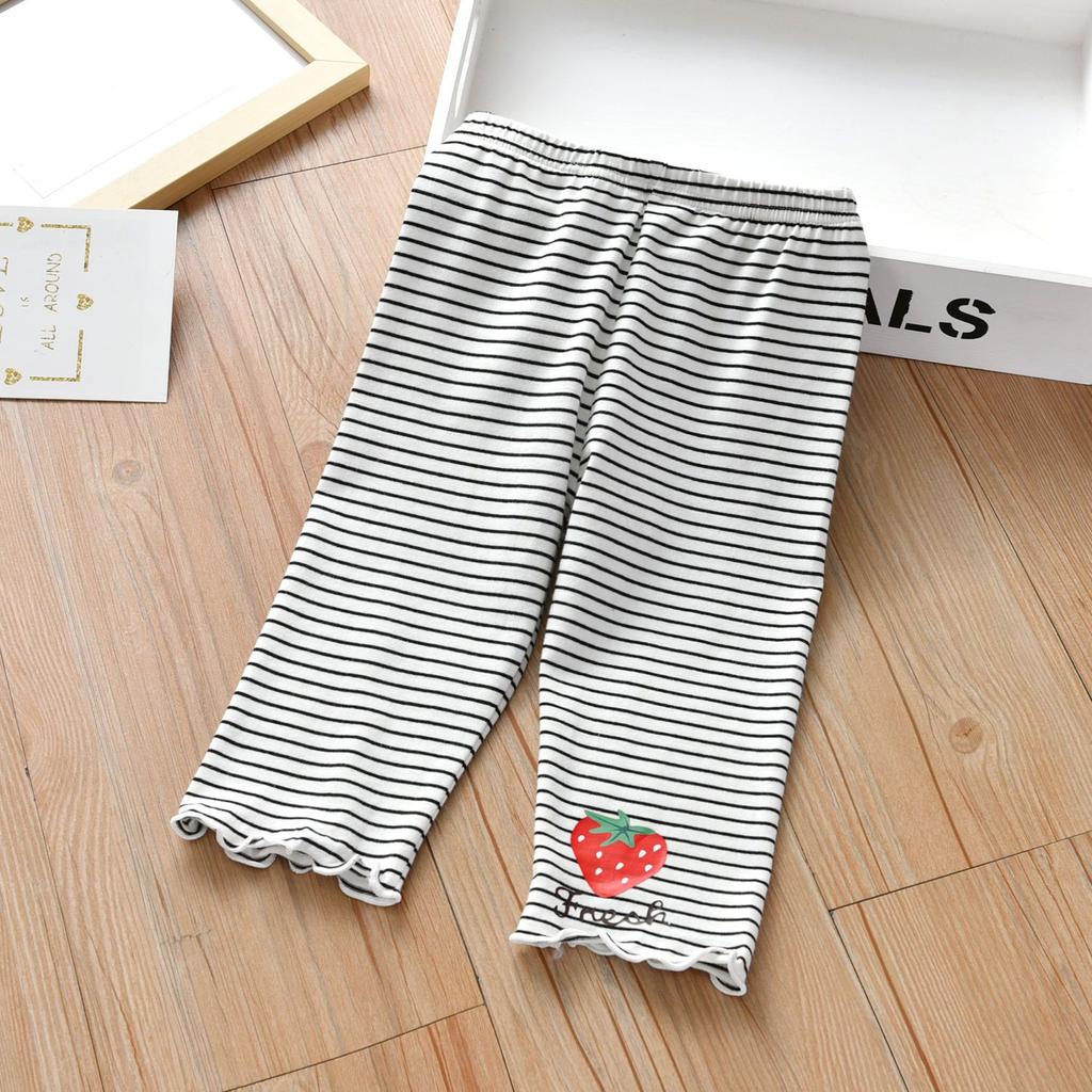 Pantalones Cortos Finos Recortados para Niñas Pantalones Casuales para Ropa Exterior Pantalones de Largo Medio Elásticos Nuevos