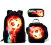 Set Scolastico Tre Pezzi Zaino Borsa Portapenne Borsa Pranzo Zaino con Immagini Street Tide Pallacanestro Calcio Set Zaino