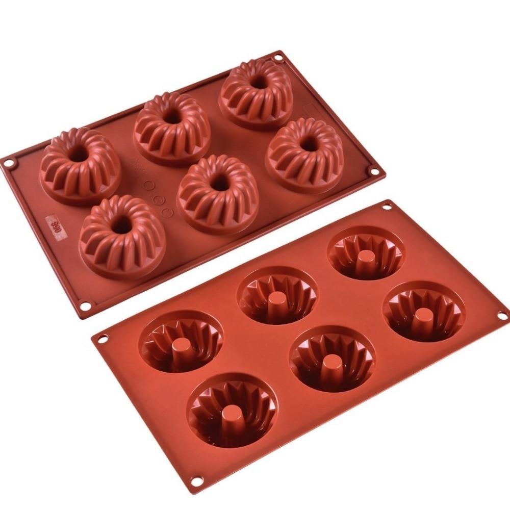 6 Cavity Mousse Cake Mold Silicone Baking Mold New Pudding Mould  for Donuts Jello