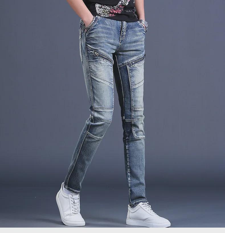 2024, primăvara europeană, blugi de motocicletă pentru bărbați, personalizați de gamă înaltă: Stil la modă frumos slim fit