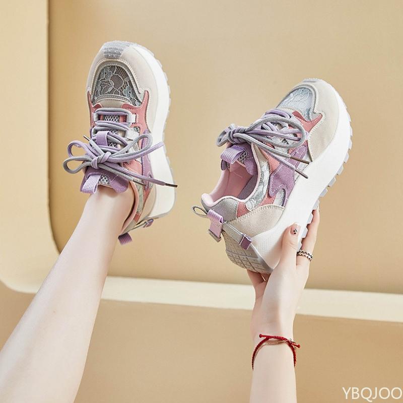 Fashion Women's Casual Thick Soled Sports Shoes Spring New Breathable Lace Up Outdoor Casual Simple Comfortable Vulcanized Shoes