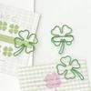 10Pcs Cute Green Four-leaf Clover Paperclips Lovely Girl Scrapbook Decor Binder Clip Office Document Bill Binding Supplies