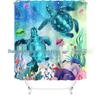 Coastal Marine Shower Curtain: Dolphin, Starfish, Seahorse, Seashell, Sea Turtle - Moisture-Proof, Mildew-Resistant, Waterproof, Beach Bathroom Décor