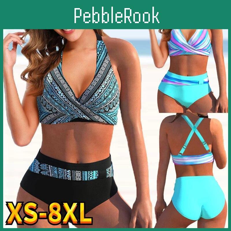 Tiedye Women 2024 Fashion Summer Print Bikini Female Sexy High Waist Bikini Set Swimsuit Two Piece Loose Beach Bathing Suits