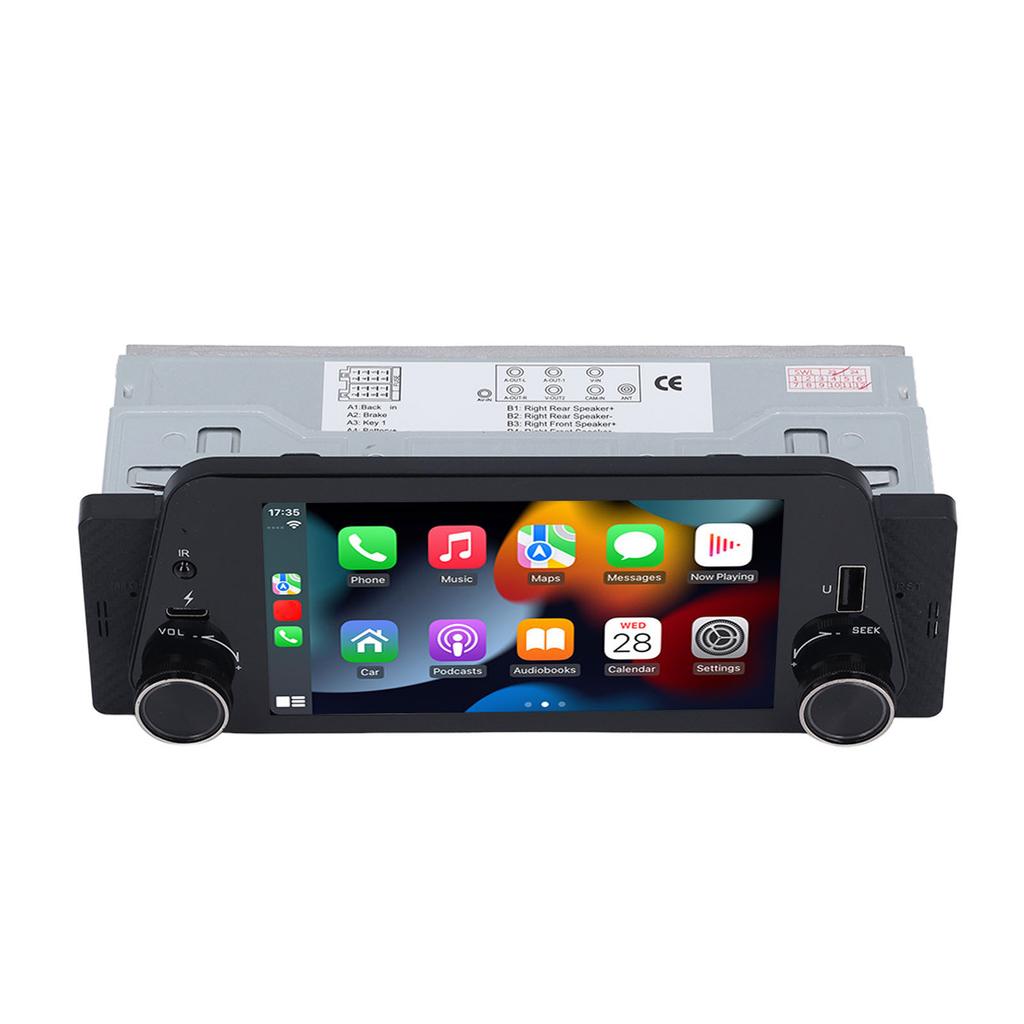 Single Din Car Stereo 5in Touch Screen for Carplay Wired Mirror Link Navigation BT5.0 with 12LED