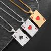 Fashion Stainless Steel Playing Card Pendant Necklace European American Simple Style Unisex Daily Jewelry
