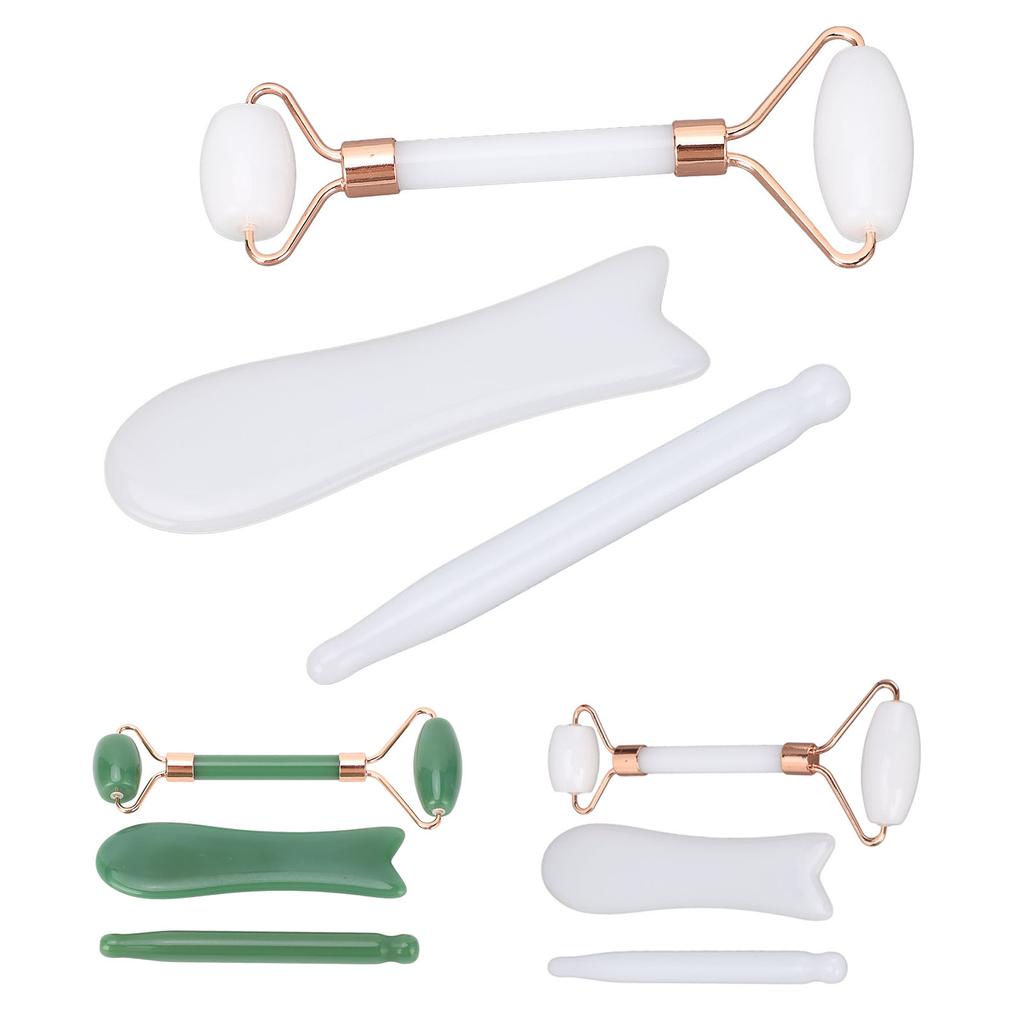 Jadestone Roller Massage Gua Sha Set Facial Manual Double Heads Jadestone Roller Massage Scraping Se