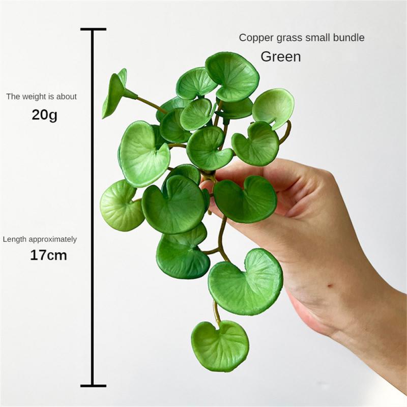 Soft Glue Succulent Plant Mini Artificial Leaves Copper Money Grass Anthurium Leaf Household Decor Desktop Display Party Supply