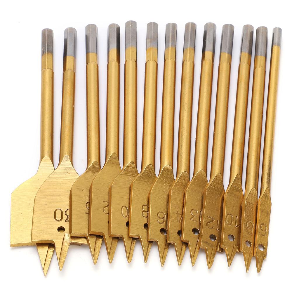 13pcs High Carbon Steel Paddle Flat Bits 1Celsius4in Hex Shank Wood Hole Cutter