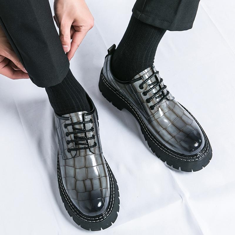 Fashion Fashion Thick Bottom Man Oxford Footwear Lace-Up Outdoor Male Shoes Fashion Casual Shoes Artificial Leather Mens Business Shoes