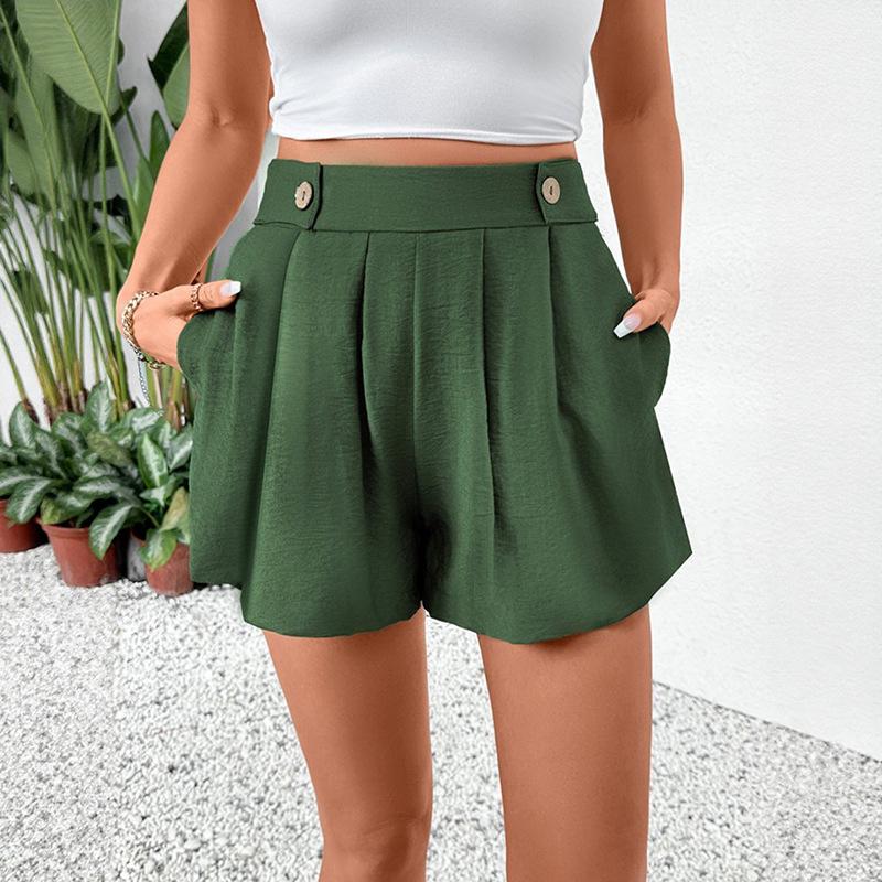 

2026 Summer High-Waisted Loose Wide-Leg Shorts for Women - European & American Style Medium армия зеленый