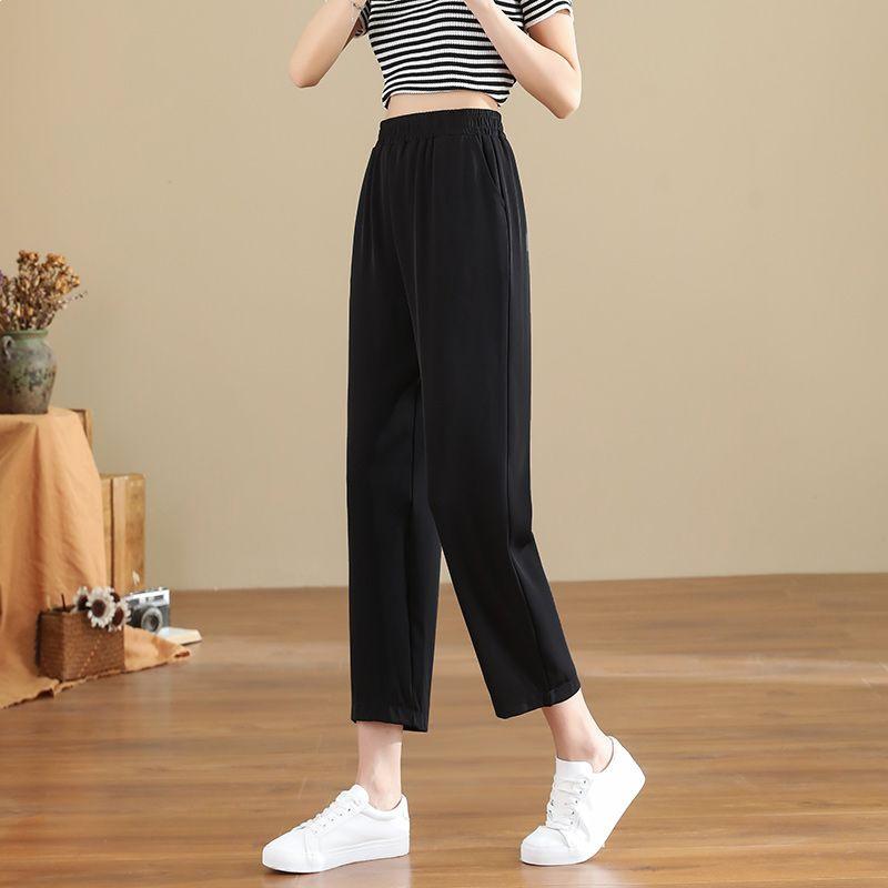 

Elegant Women s High-Waisted Cropped Tweed Straight-Leg Pants with Moisture-Wicking and Slimming Features (Sizes 26-40) M (78-98 jin)