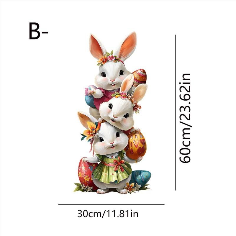 

New Easter Flower Rabbit Sticker Self-Adhesive Waterproof Wall Stickers PVC Removable Wall Decal Wall Decoration