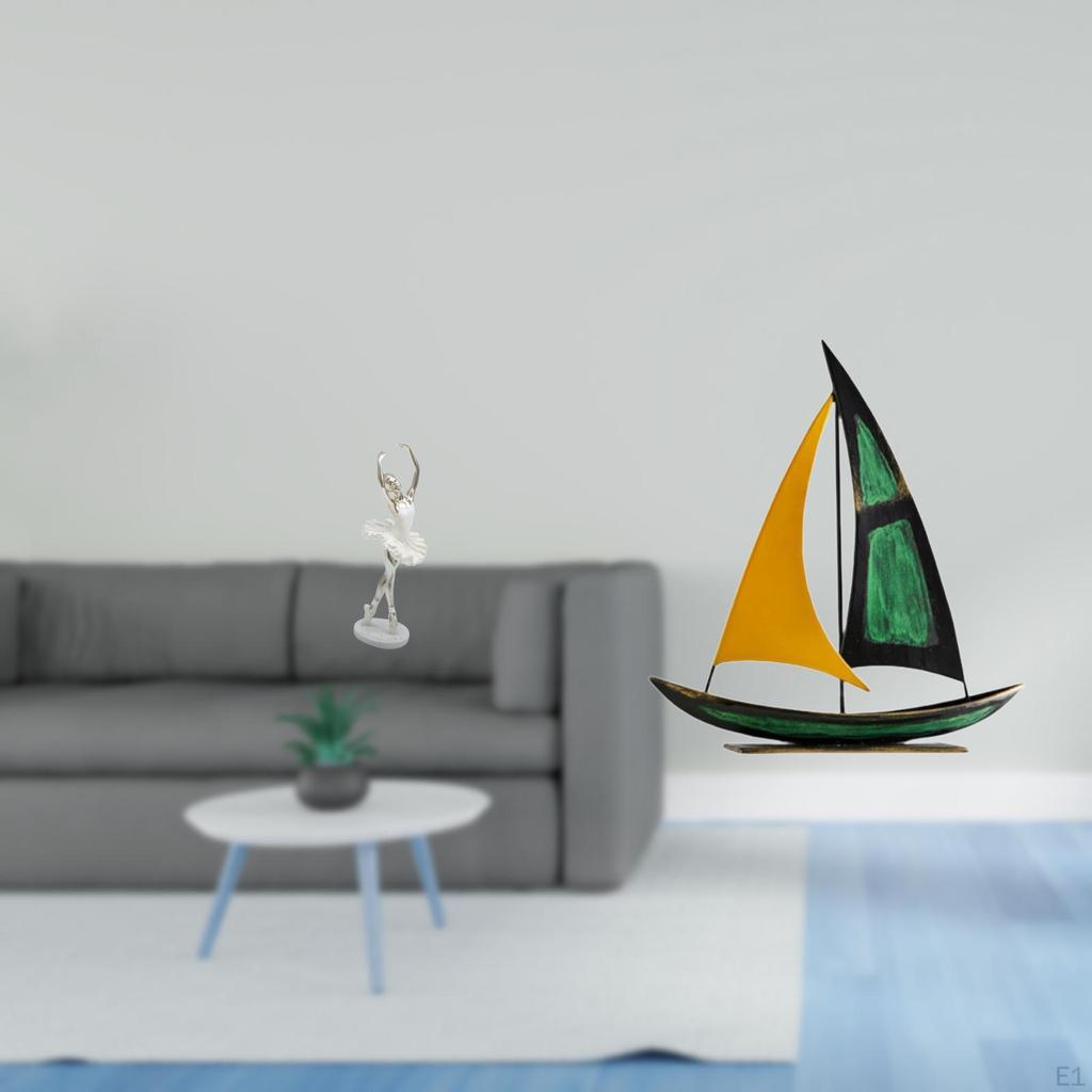 Ballerina Sailboat Figurine Modern Dancing Girl Art Sculpture Iron Tabletop Ornament Creative Feng