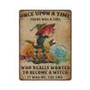 Vintage Dickes Metall BlechschildEs war einmal ein Mädchen, das wirklich Hexe werden wollte Blechschild Heimdeko WandkunstF