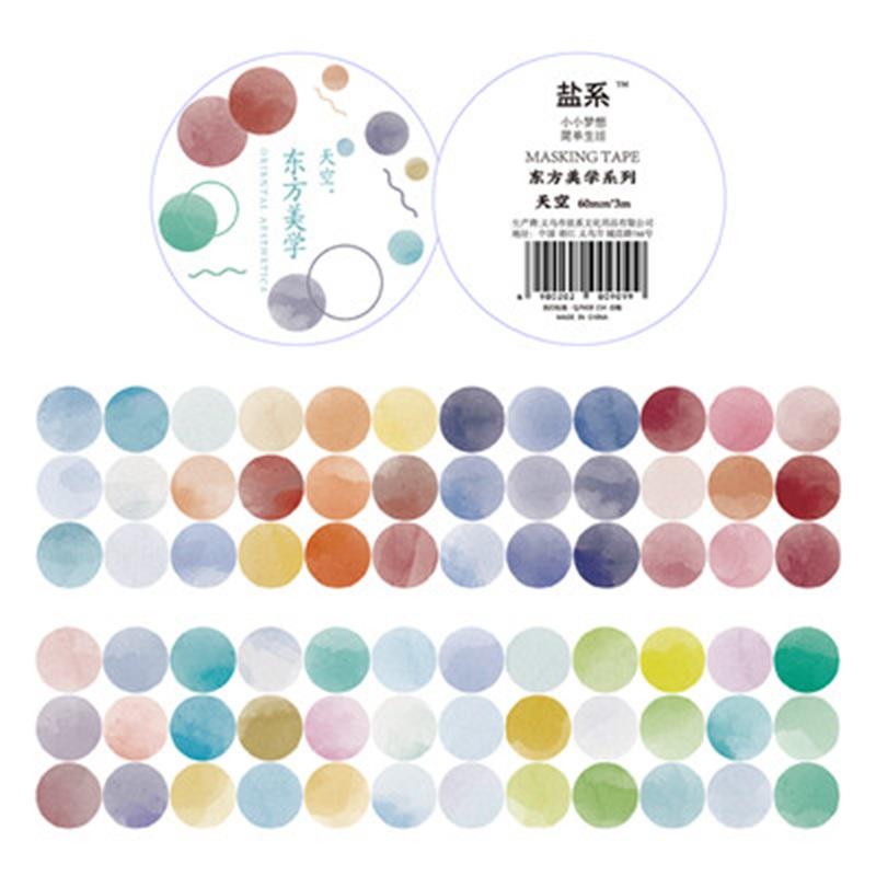 

1 roll Watercolor Polka Dot Sticker Junk Journaling Accessories Scrapbooking DIY Color Label Washi Sticker Stationery Suit