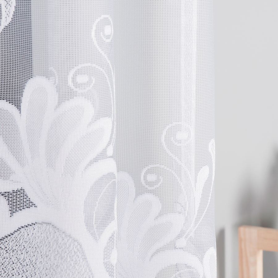 Kasjana - Ready-made Jacquard Curtain with Bottom Trim - 320X160 - White