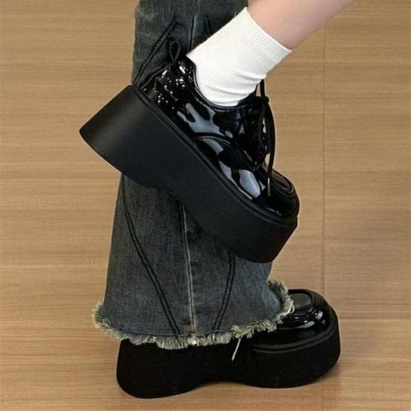 High-heel Platform Leather Shoes - New Single Shoes with Thick Soles - Vintage-style Women's Shoes