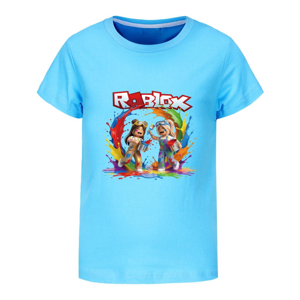 5577 Kids Casual Roblox Print Short Sleeves T-Shirt Top