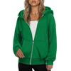 Women's Fashionable Loose Fleece Hooded Casual Cardigan With Zipper Sweatshirt