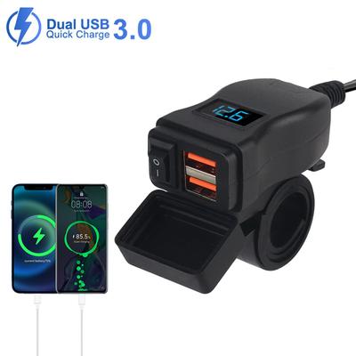 With Switch Moto Accessory USB Quick Charge 3.0 12V Adapter Waterproof Phone Socket Connector Motorcycle Vehicle-Mounted Charger