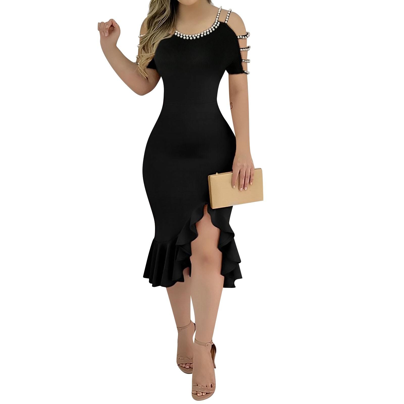 

Женская мода повседневные платья однотонные платья M чёрный