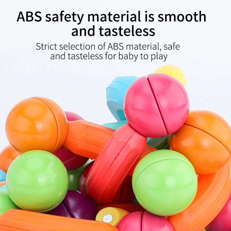 8Pcs-164Pcs Kids Color Magnetic Strip Construction Set Magnetic Balls Stick Building Blocks Educational Toy For Children Gifts