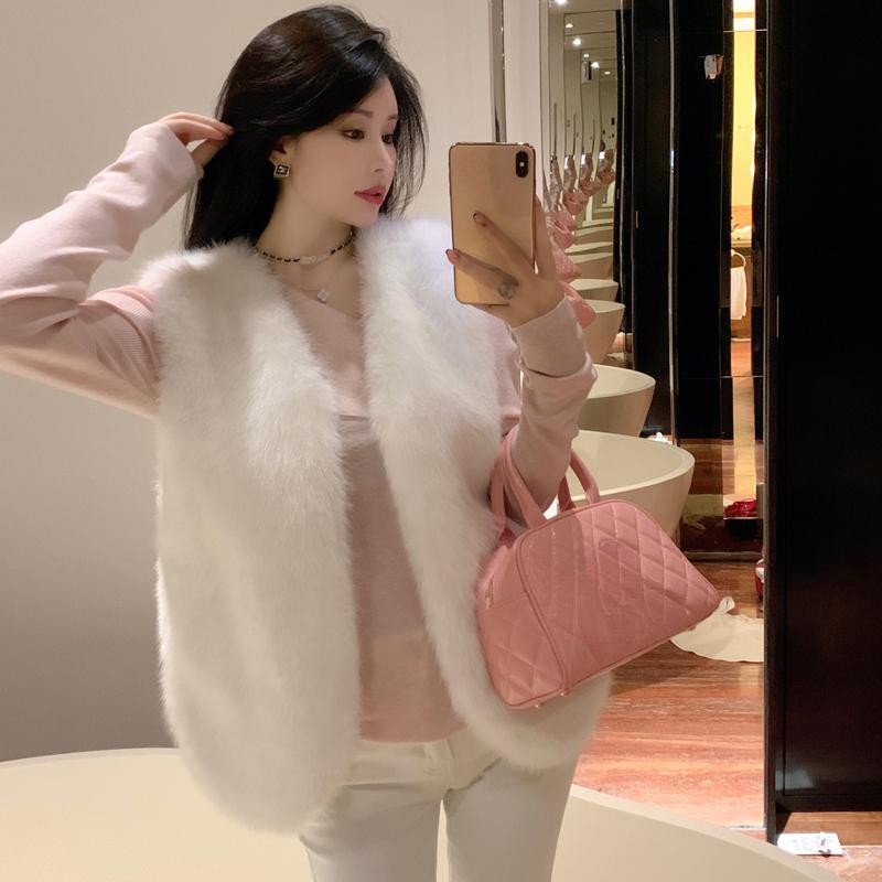 Autumn Winter Faux Mink Fur Vest Coat for Women Fur Outerwear Ladies Casual Sleeveless Jacket