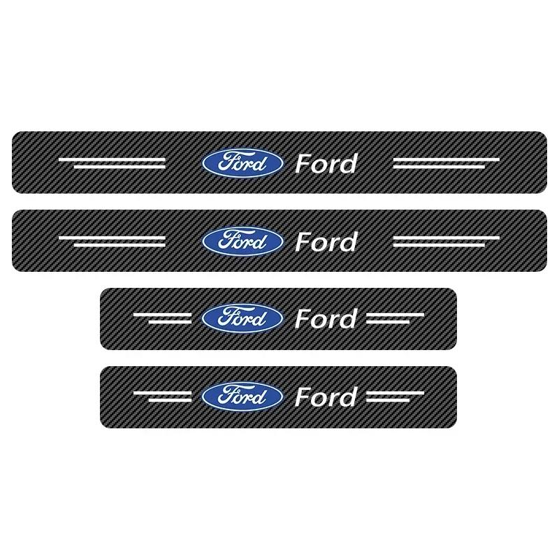 

Car Sticker Hot For Ford New 4Pcs Carbon Fiber Car Door Edge Sill Protector Strip 3D Stickers For Ford Fiesta MK7 Mondeo MK4 ST