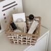 Woven Storage Organizer Square Desktop Storage Basket Creative Brown&white Display Basket For Girl Table Food Storage Organizer