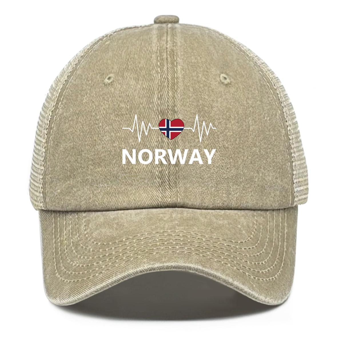 

Бейсболка с принтом флага Норвегии, регулируемая, спортивная кепка «Волна-сердце», дышащая, повседневная, в стиле хип-хоп, снепбэк, сетчатая кепка as the picture хаки
