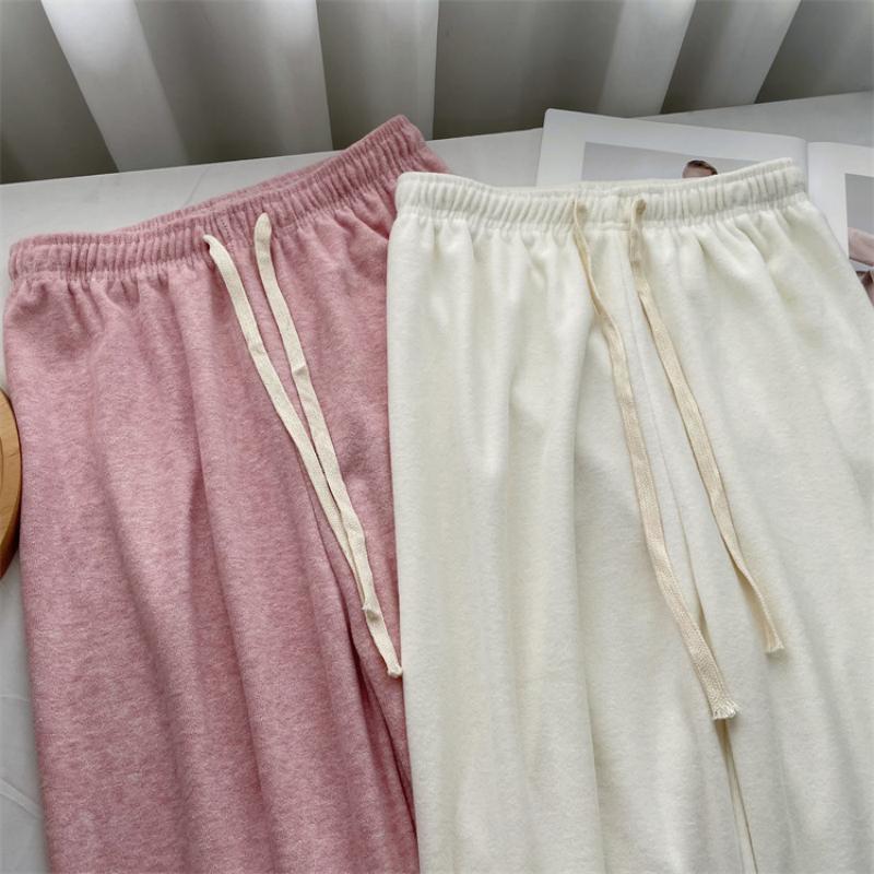 Pantaloni Casual Eleganti in Maglia di Cashmere Morbidi a Gamba Dritta Pantaloni a Gamba Larga di Lana Streetwear Moda High Street Pantaloni Femminili