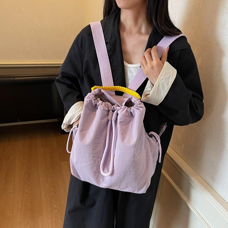 Simple Shoulder Bag Women's Autumn New Fashionable Large-capacity Drawstring Messenger Bag Cloth Bag Backpack