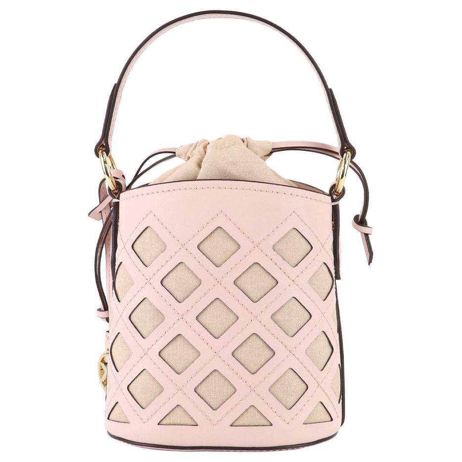 Michael Kors M K Aidy Drawstring Logo Cutout Design Leather Bucket Bag Mini Women bags Ice-Cream-Pink 35T1GUWC5L-POWDER-BLUSH