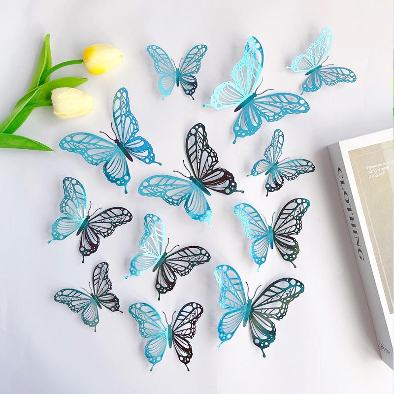 12pcs 3D Butterfly Wall Decor 3 Sizes, Butterfly Decorations for Butterfly Birthday Party Cake Room Decorations