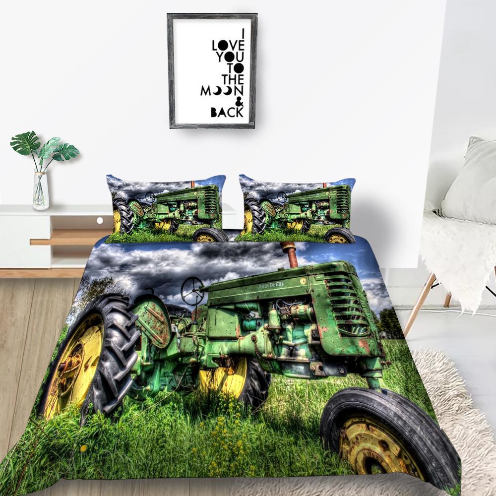 2023 New Style 3D Vehicle Printing Duvet Cover Set Farmland Home Textiles Soft Bedding Cover Suit Teen Children Luxury Bed Set
