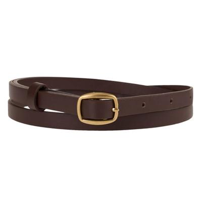 TOUVED Classic Slim Leather Belt - Dark Brown