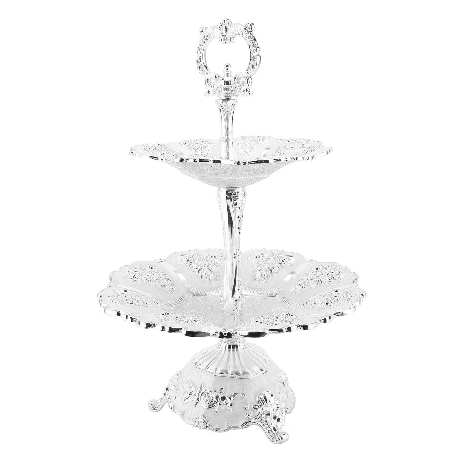 

Подставка для торта Cup Cake Tower Stand, 2-х уровневая, из сплава, элегантная, многоуровневая, поднос для торта, серебристо-белый L серебро белый