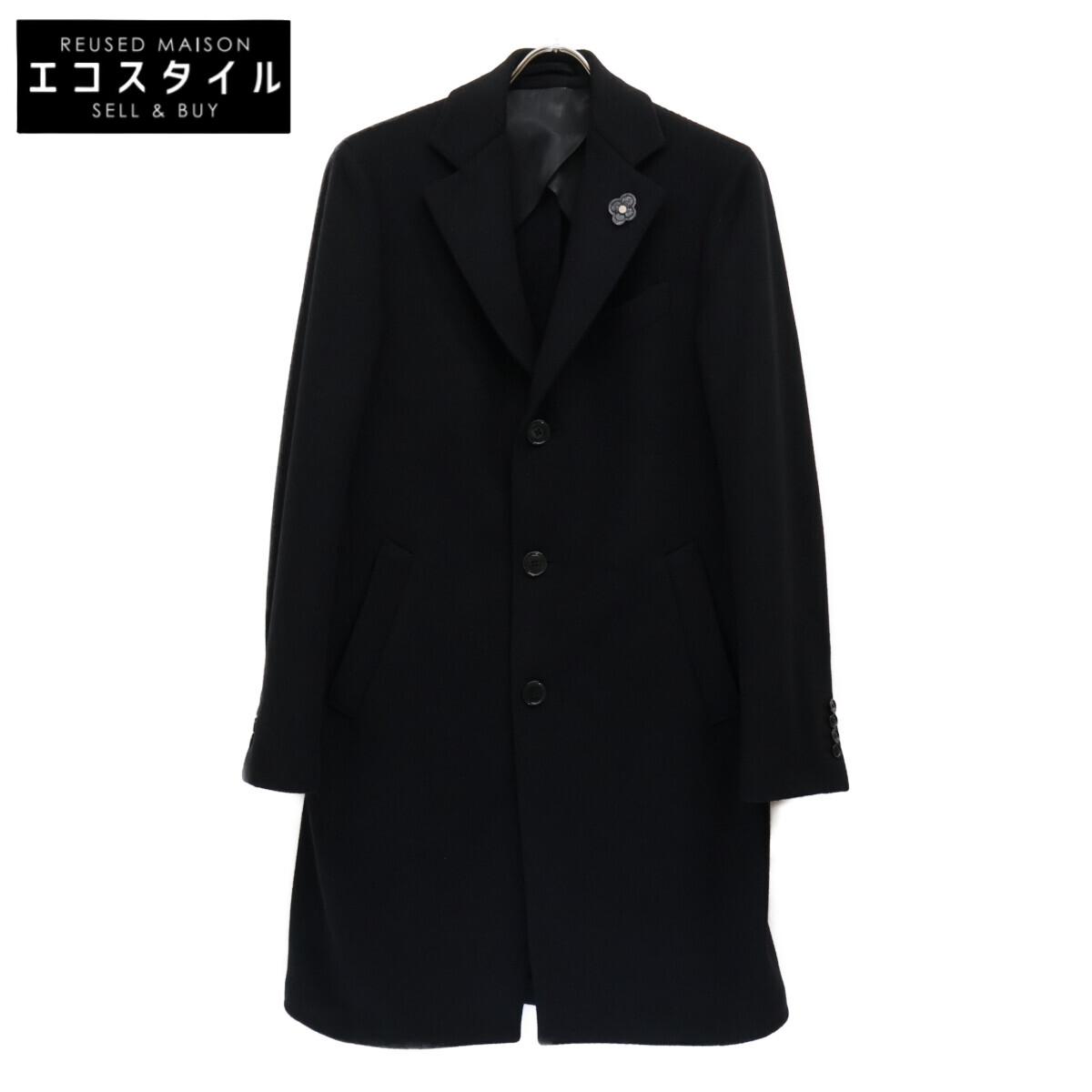 

LARDINI Excellent condition JH23143AQ wool chesterfield coat with boutonniere coat 46 blackUsed