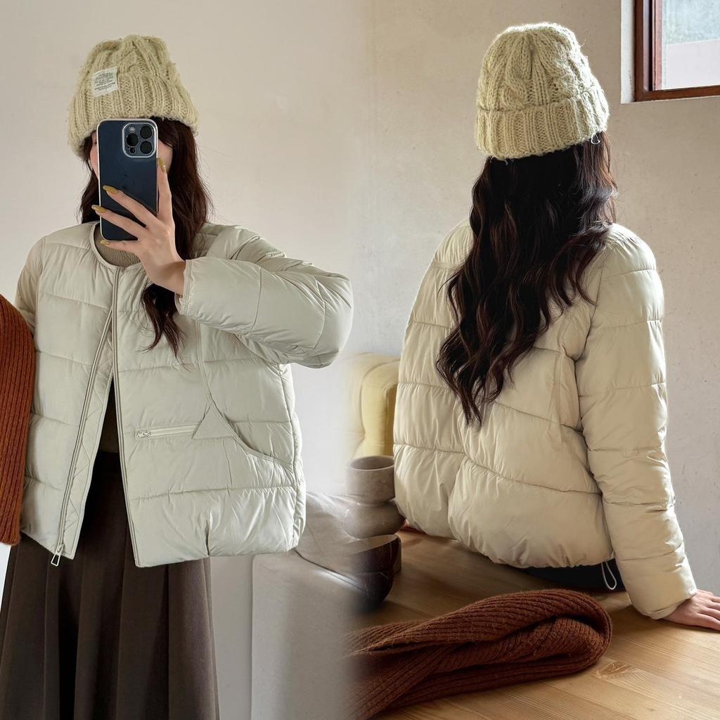 Women’s Short Round Neck Winter Jacket With Adjustable Hem