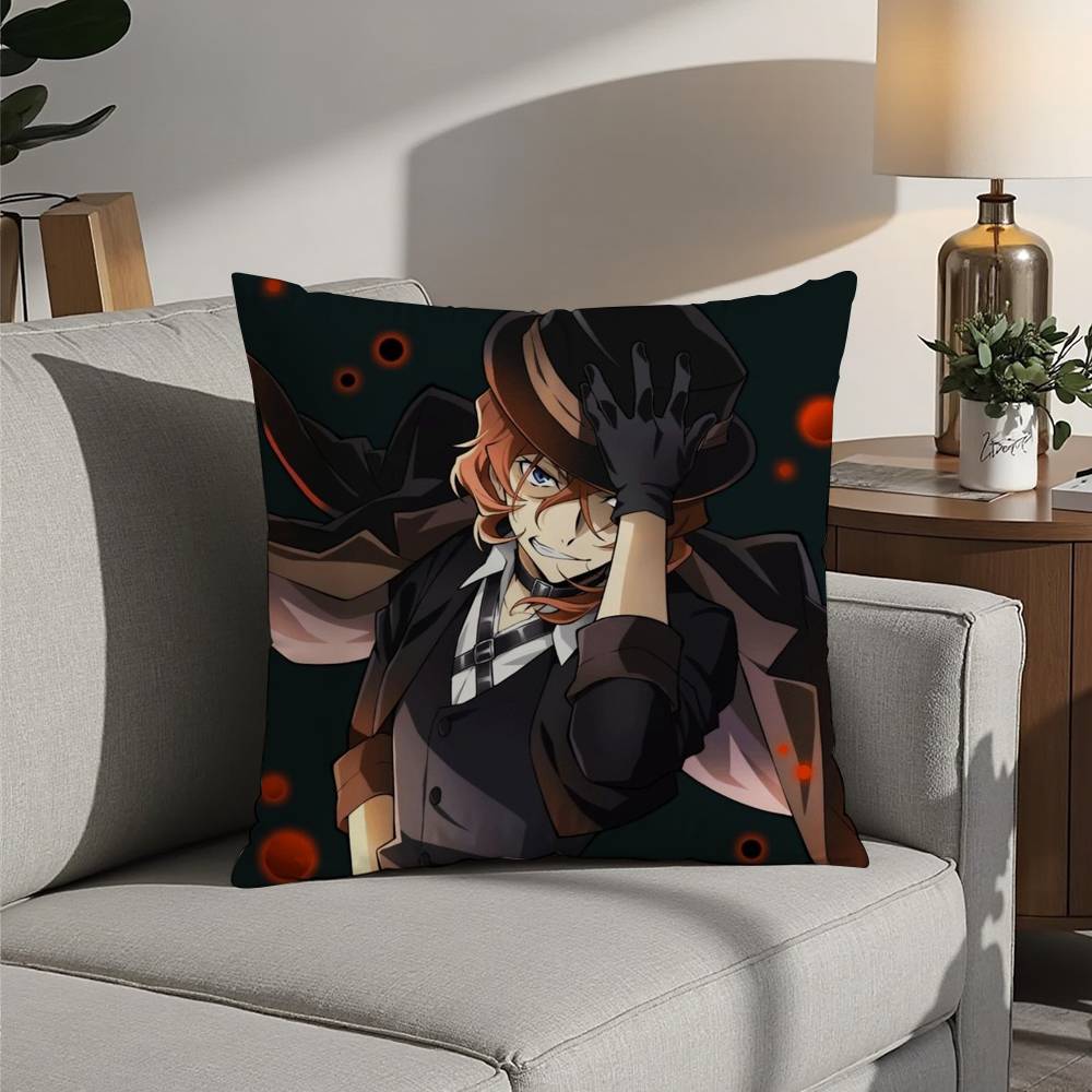 Hot Anime Bungo Stray Dogs Pillow Case 3D Print Polyester Fiber 40*40cm Home Sofa Throw Decoration Festival Gift