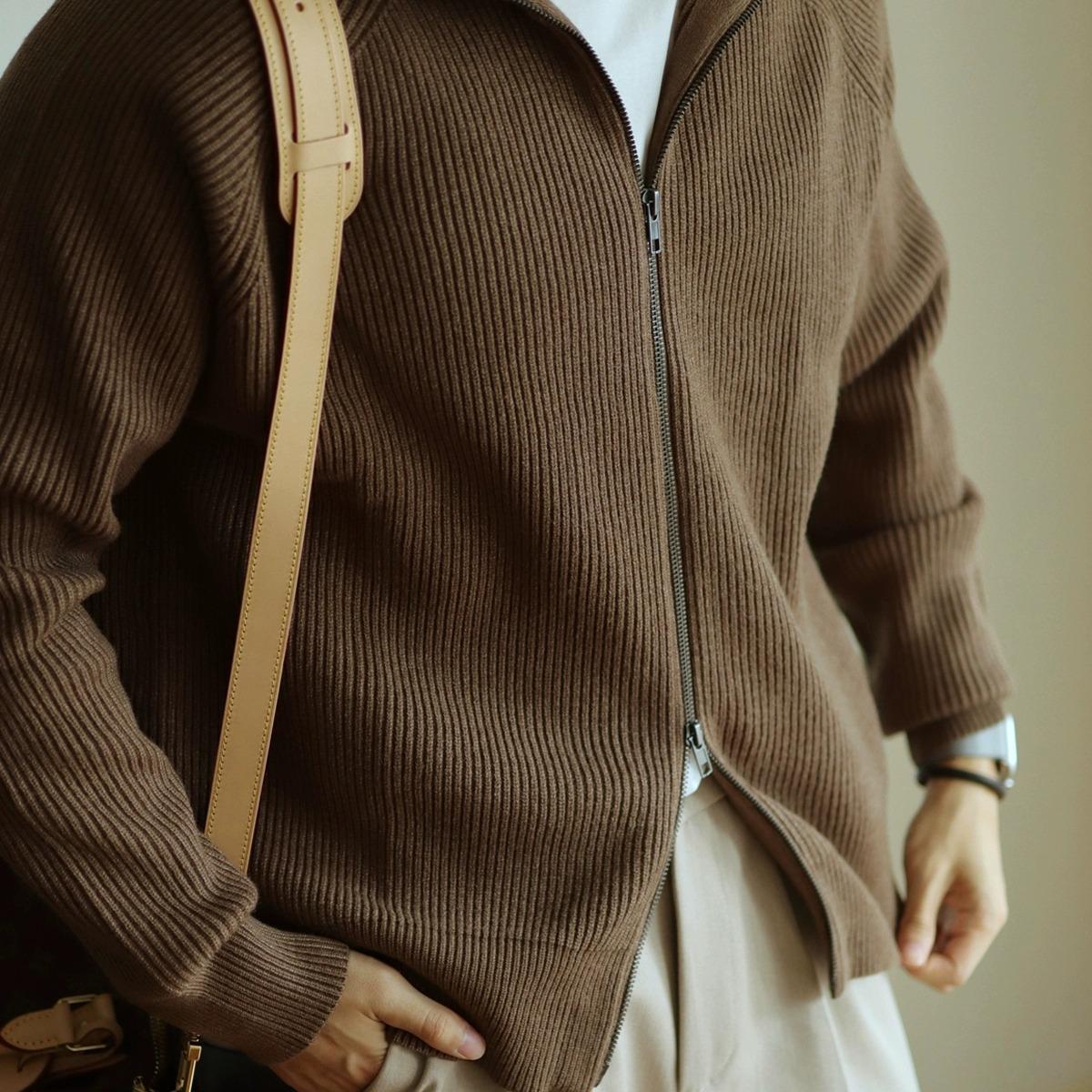 

Men s Heavyweight Zip-Up Knit Cardigan - Warm, Anti-Pilling, Autumn/Winter Casual Jacket XL