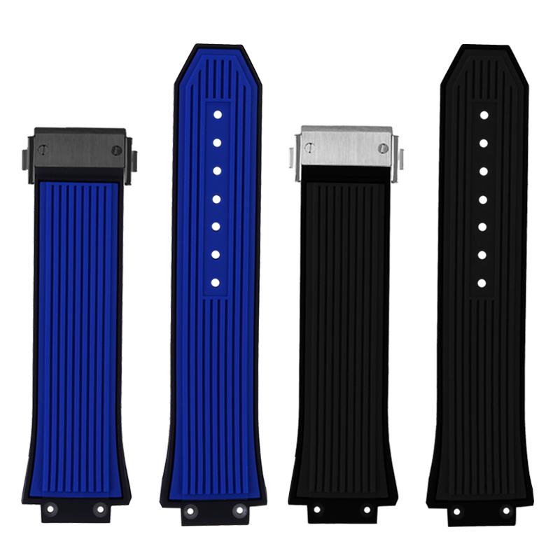 For HUBLOT BIG BANG Series Silicone Rubber Strap 27x17mm Convex Interface Watch Band Men Collapsible Buckle Bracelet Accessories
