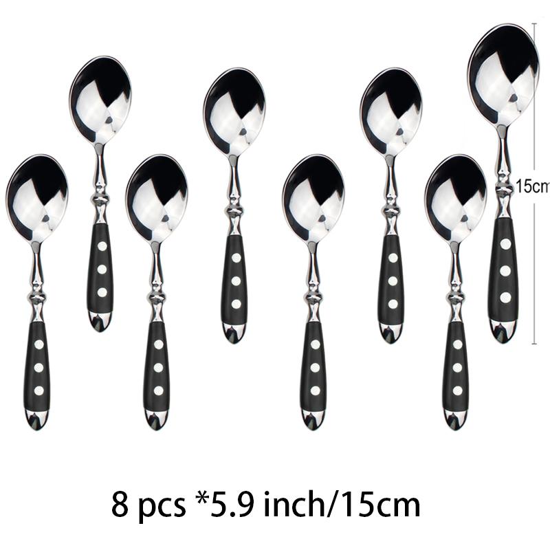 Classic Elegant Stainless Steel Cutlery Set Fork Spoon Knife Full Dinning Fork Steak Knife Teaspoon Creative Dinnerware Set