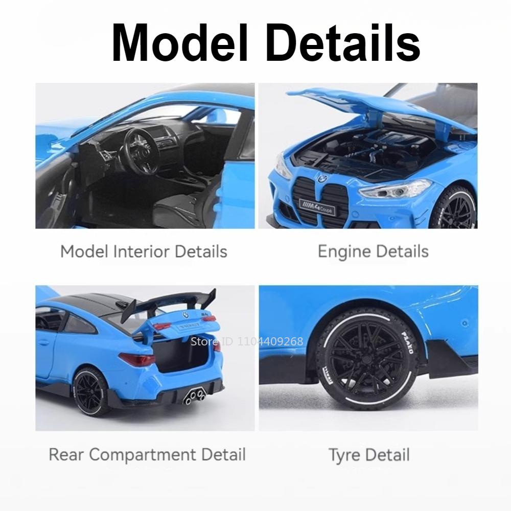 1:32 Scale M4 X5 Sports Car Model Toy Doors Opened Sound Light Metal Diecast Miniature Vehicle Models Kids Educational Toys